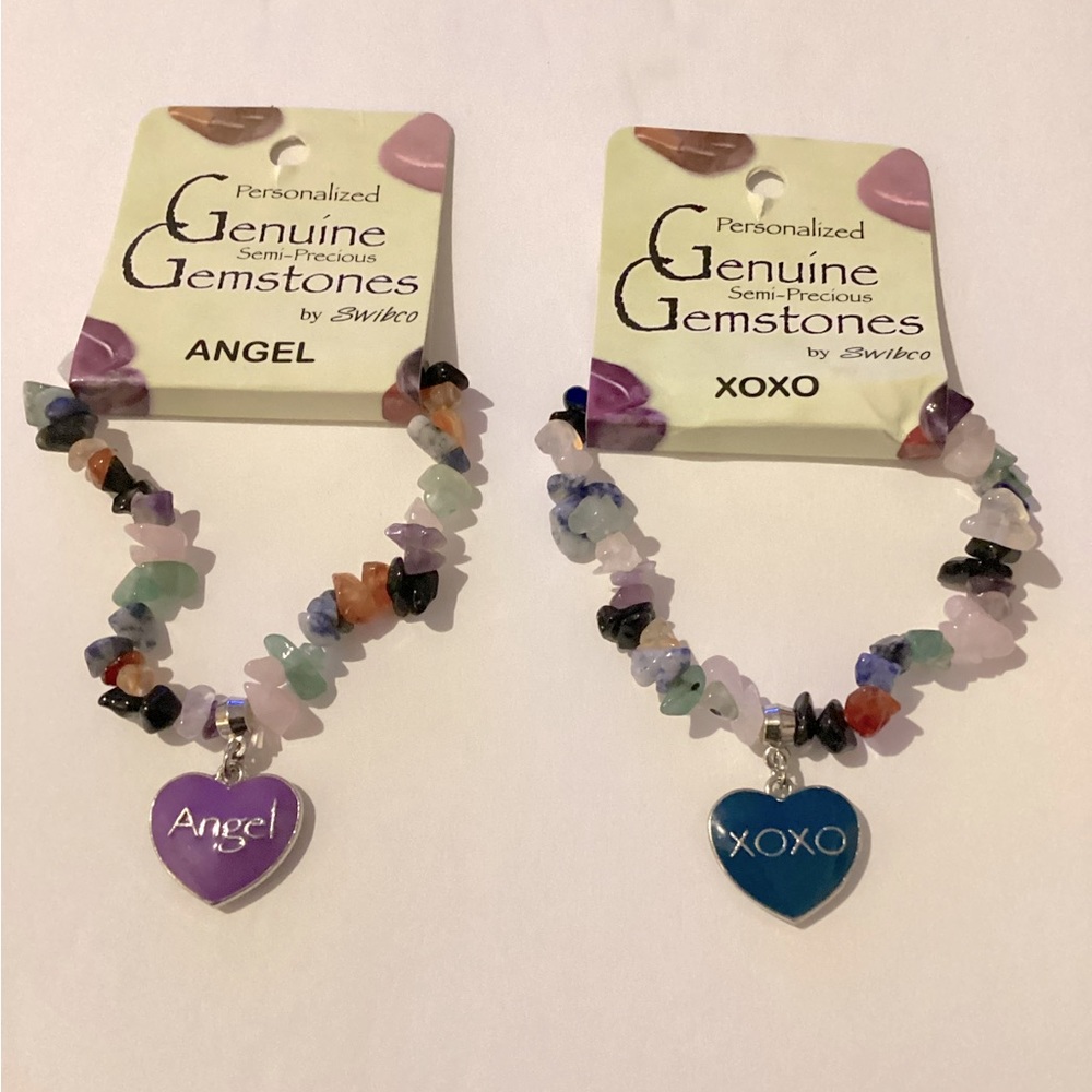 Swibco Personalized Genuine Semi-Precious Gemstone stretchy Bracelet